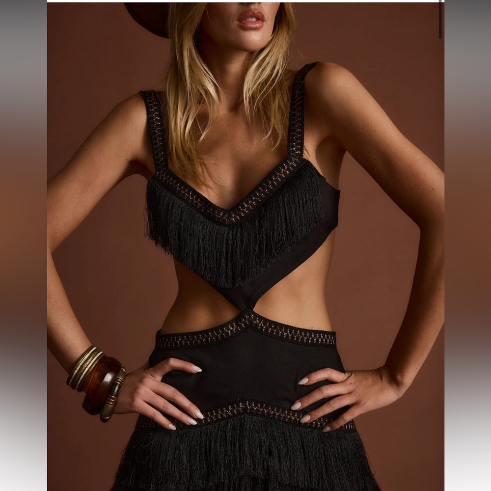 12th Tribe Black Cut Out V-Neck Mini Dress